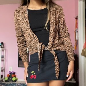 Cheetah print button down shirt